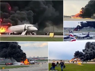 13 Tewas, Superjet Sukhoi Mendarat Darurat dan Terbakar di Moskow